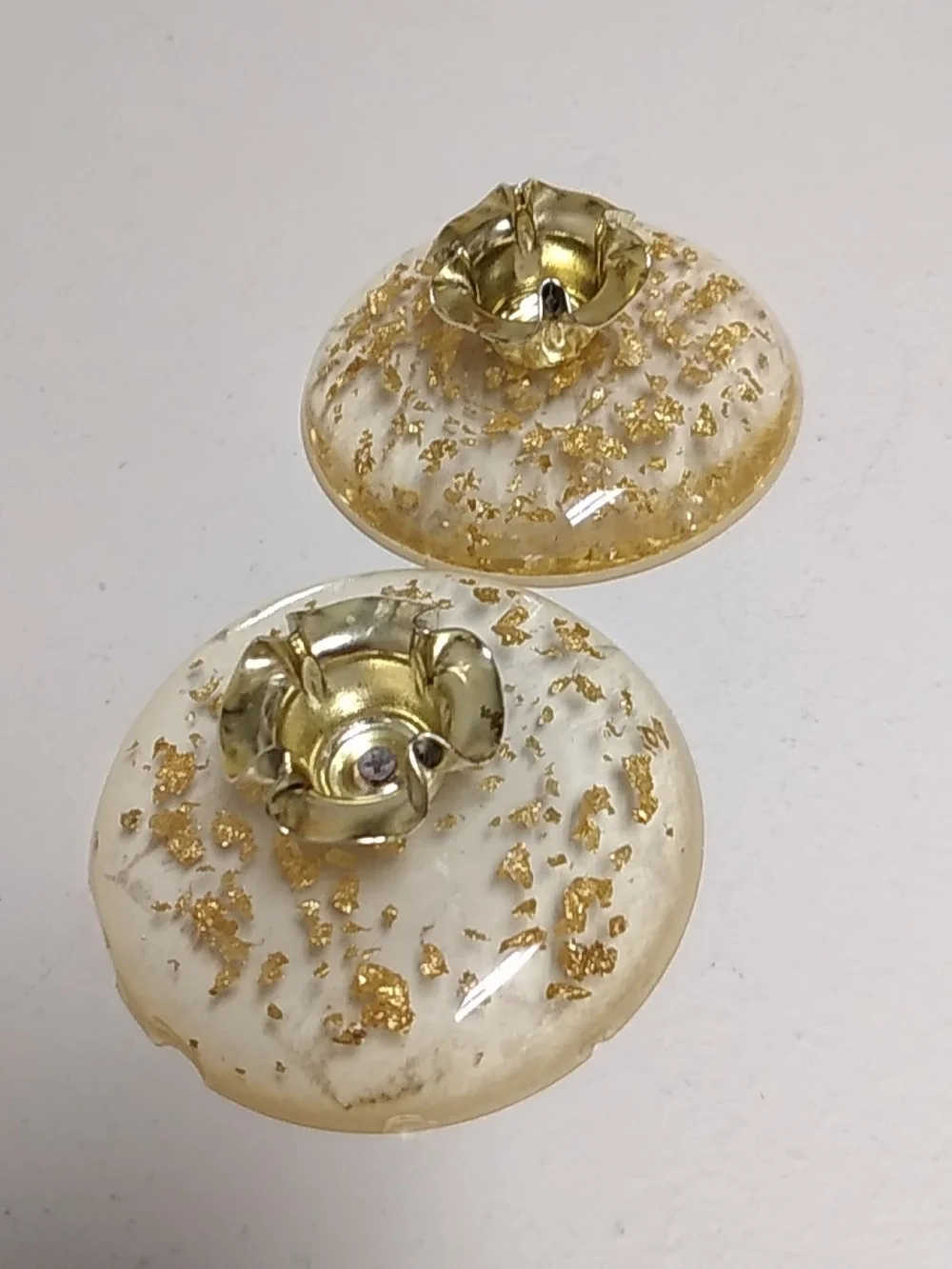 Vintage Gold Flake Yellow Lucite Candle Holder Set (2) Mid-century Modern, Boho